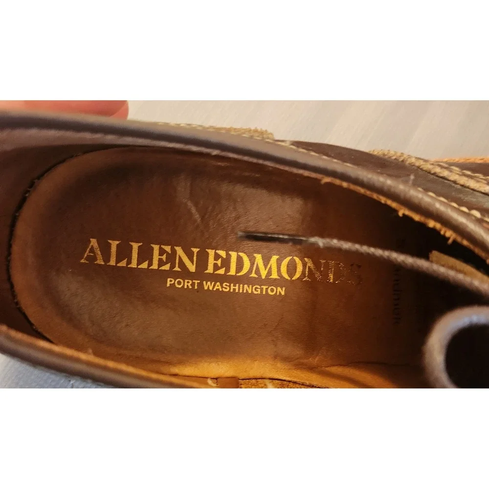 Allen Edmonds Strandmok Brown Leather Cap Toe Brogue Oxford Shoes Mens 9.5